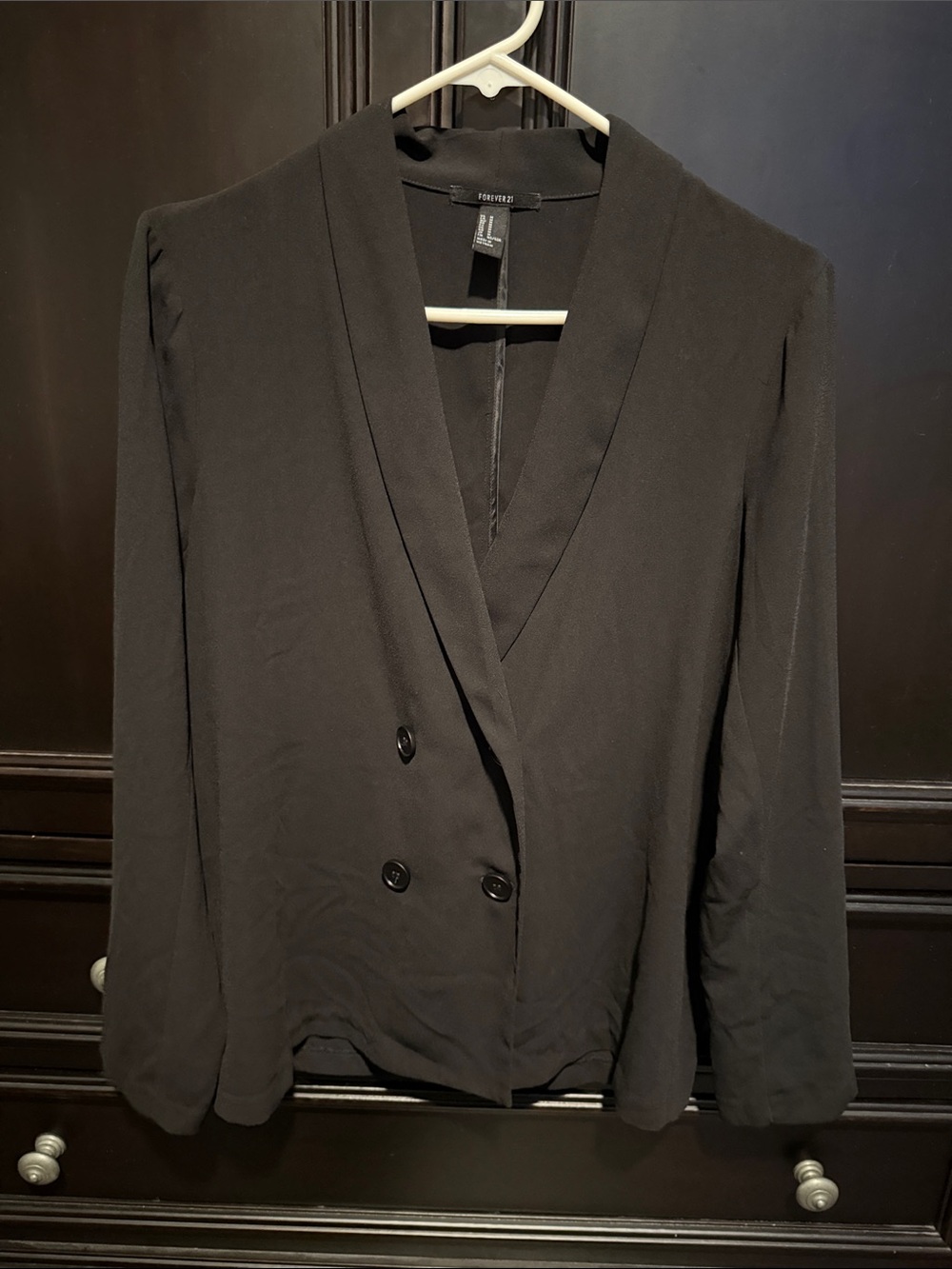Forever 21 Black Double-Breasted V-Neck Blazer Jacket